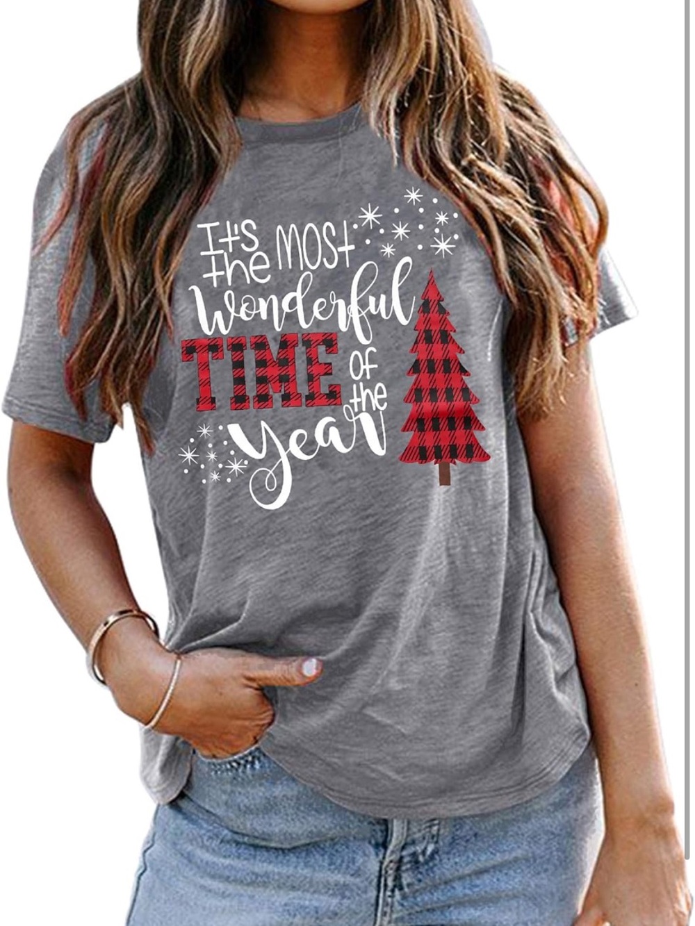 Like NEW Holiday Buffalo Plaid  Christmas Tree T-Shirt Size: S